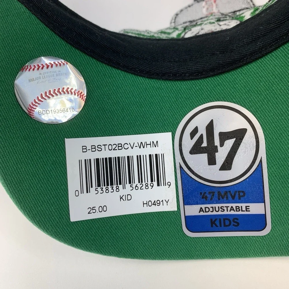 WALLY Red Sox KIDS Hat Boston Green Monster White Adjustable '47 Baseball Cap